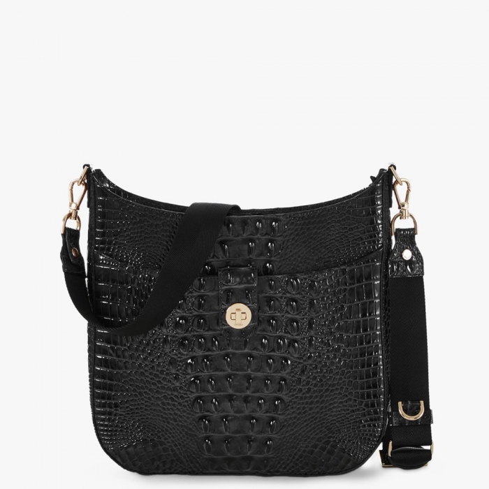 Brahmin Leia Leather Crossbody - Black Melbourne