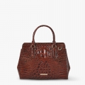 Brahmin Small Finely Leather Satchel - Pecan