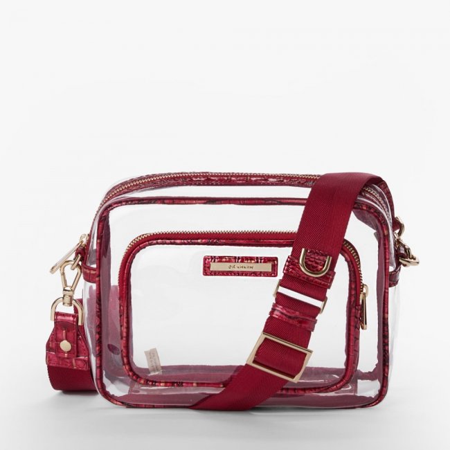 Brahmin Shea Transparent Crossbody - Crimson Seagate