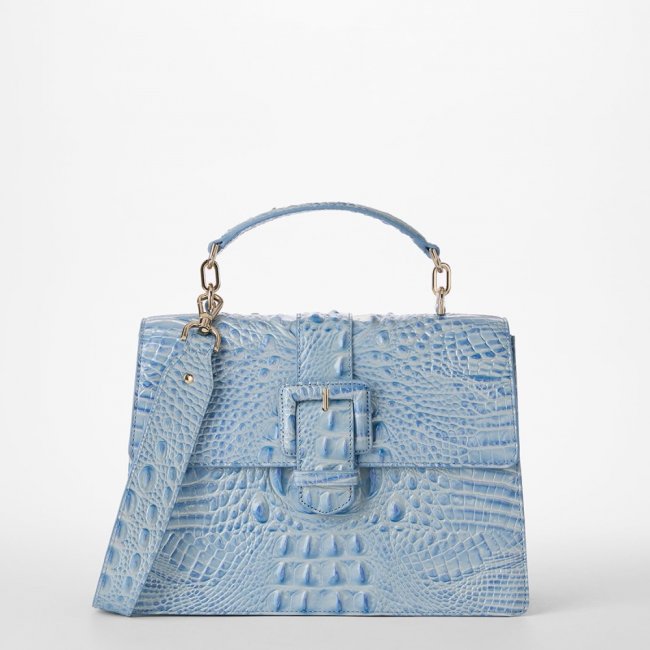 Brahmin Hallie Leather Satchel - Heavenly Blue Melbourne