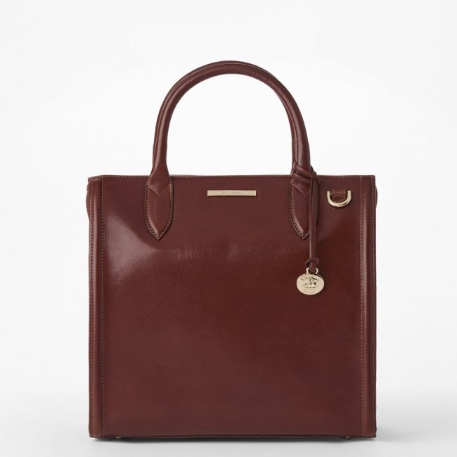 Brahmin Caroline Leather Satchel - Cognac Topsail