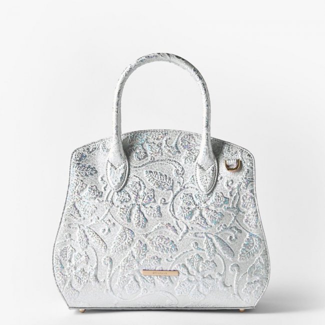Brahmin Rosetta Leather Satchel - Chrome Estonia