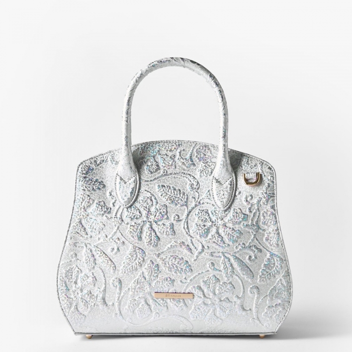 Brahmin Rosetta Leather Satchel - Chrome Estonia