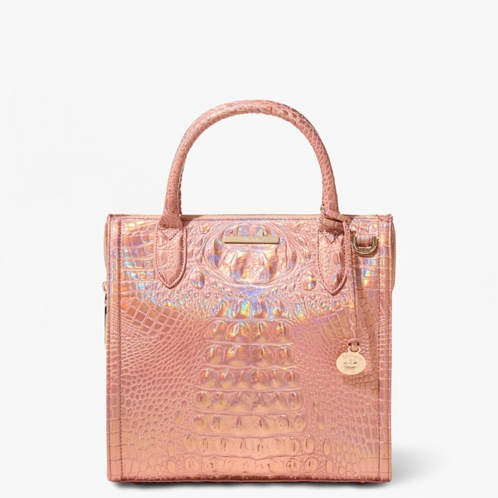 Brahmin Small Caroline Leather Satchel - Rose Gold Melbourne