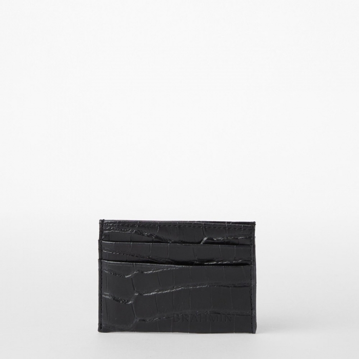 Brahmin Charlie Leather Card Case - Black Baypoint