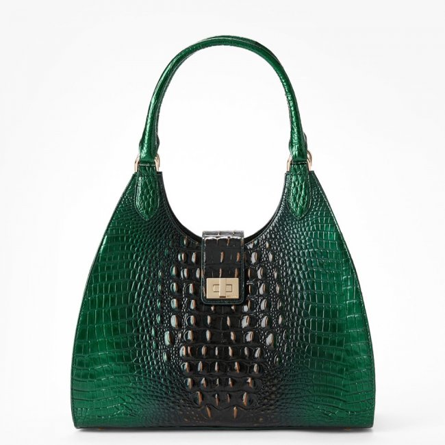 Brahmin Large Adrian Leather Satchel - Evergreen Ombre