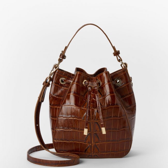Brahmin Melinda Leather Bucket Bag - Chestnut Marana
