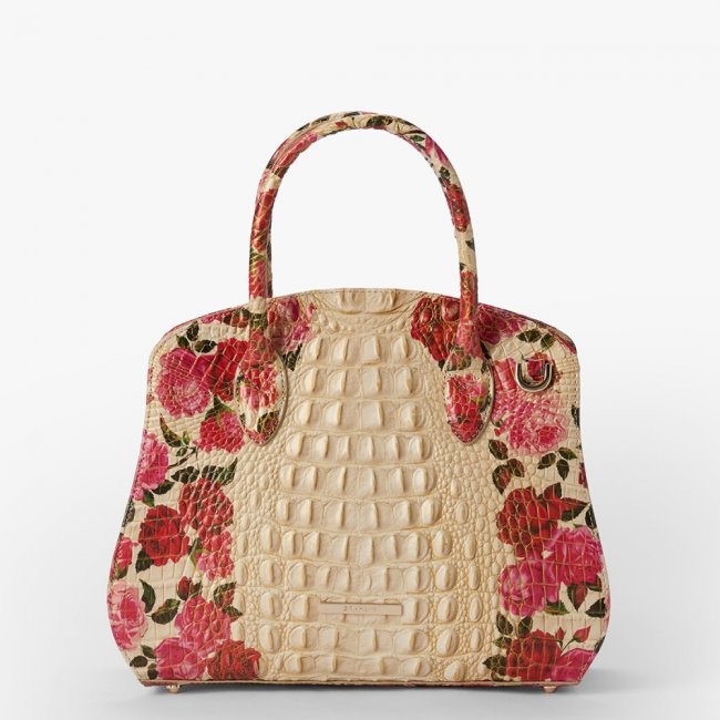 Brahmin Rosetta Leather Satchel - Romantic Roses Ombre Melbourne