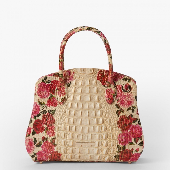 Brahmin Rosetta Leather Satchel - Romantic Roses Ombre Melbourne