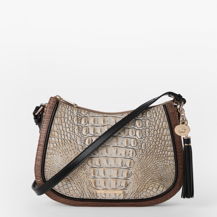 Brahmin Shayna Leather Crossbody - Timeless Taupe Skien