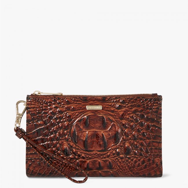 Brahmin Daisy Leather Wristlet - Pecan Melbourne