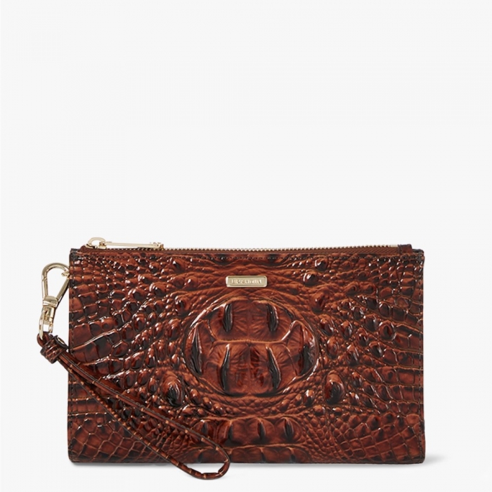 Brahmin Daisy Leather Wristlet - Pecan Melbourne