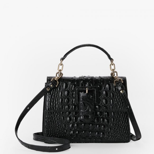 Brahmin Small Hallie Leather Satchel - Black