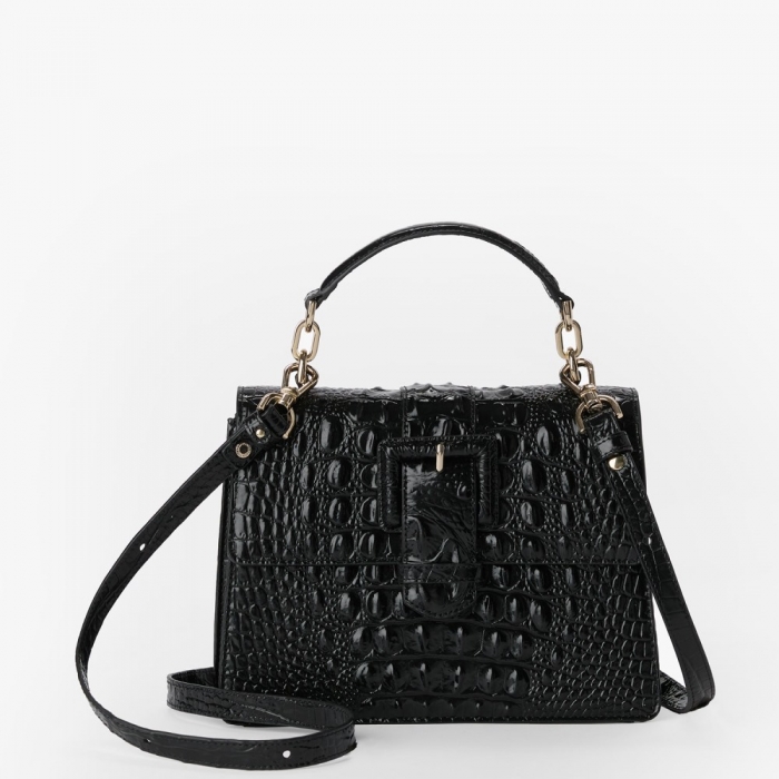 Brahmin Small Hallie Leather Satchel - Black