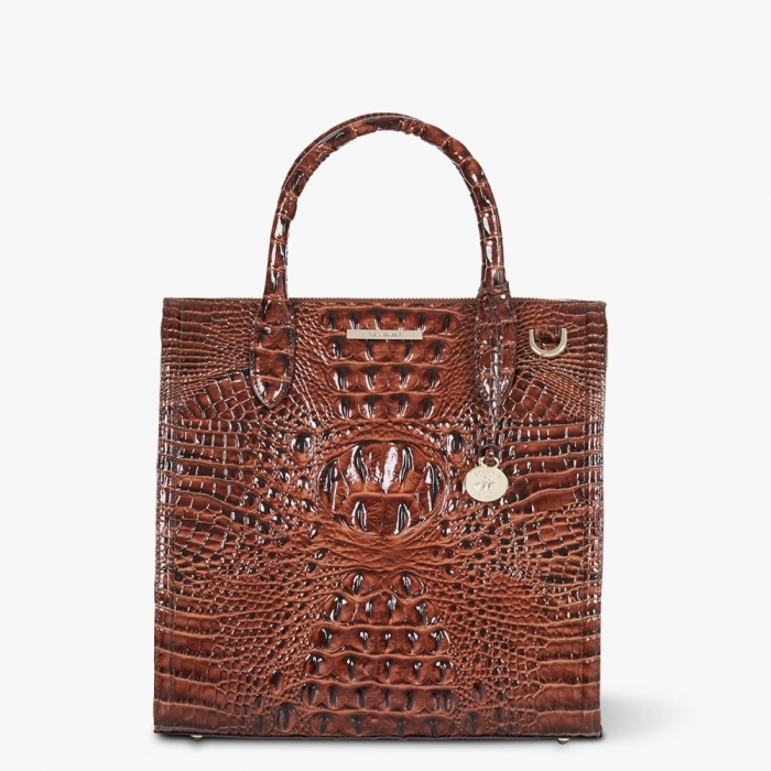 Brahmin Caroline Leather Satchel - Pecan Melbourne