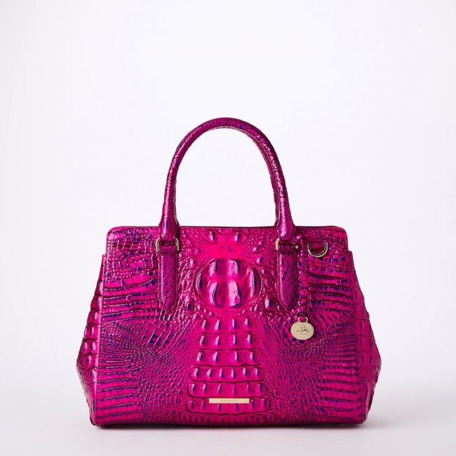 Brahmin Small Finely Leather Satchel - Voltage Violet