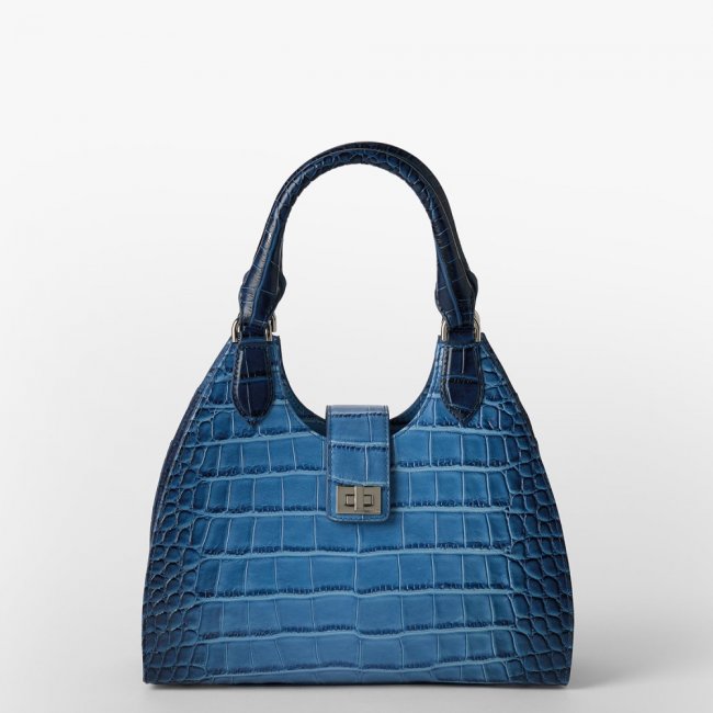 Brahmin Adrian Leather Satchel - Heavenly Blue Lumeria