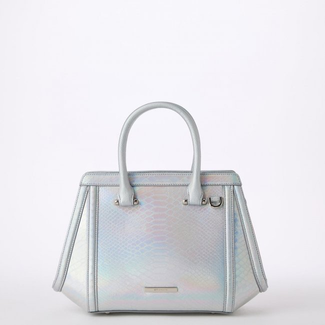 Brahmin Small Arden Leather Satchel - Silver Silverleaf