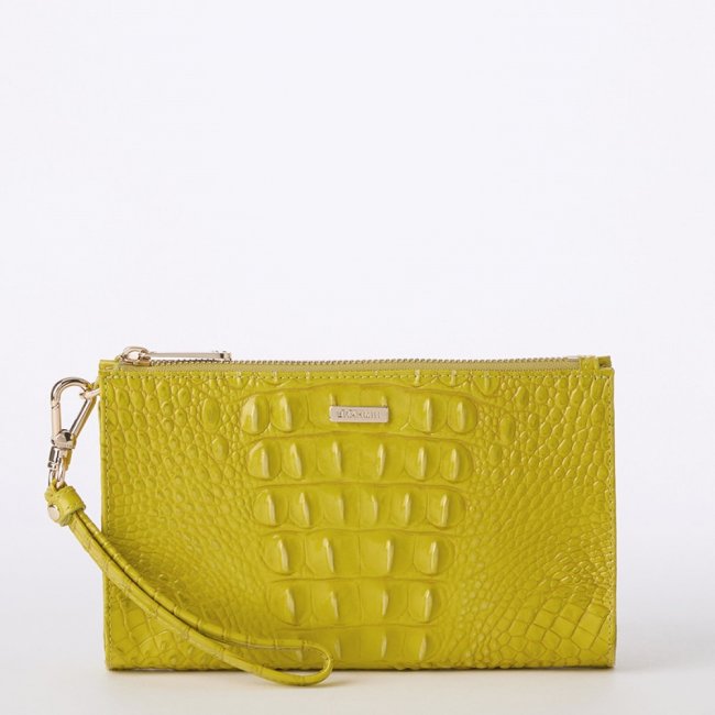 Brahmin Daisy Leather Wristlet - Chartreuse Melbourne