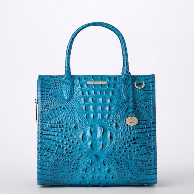 Brahmin Caroline Leather Satchel - Vibrant Azure