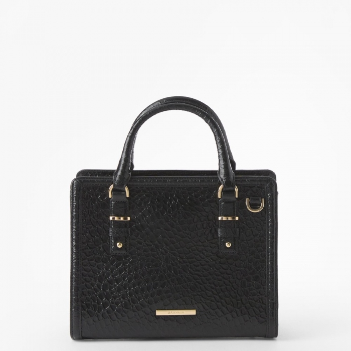 Brahmin Cami Leather Satchel - Black Hematite