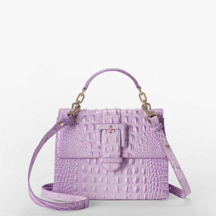 Brahmin Small Hallie Leather Satchel - Gentle Lavender Melbourne