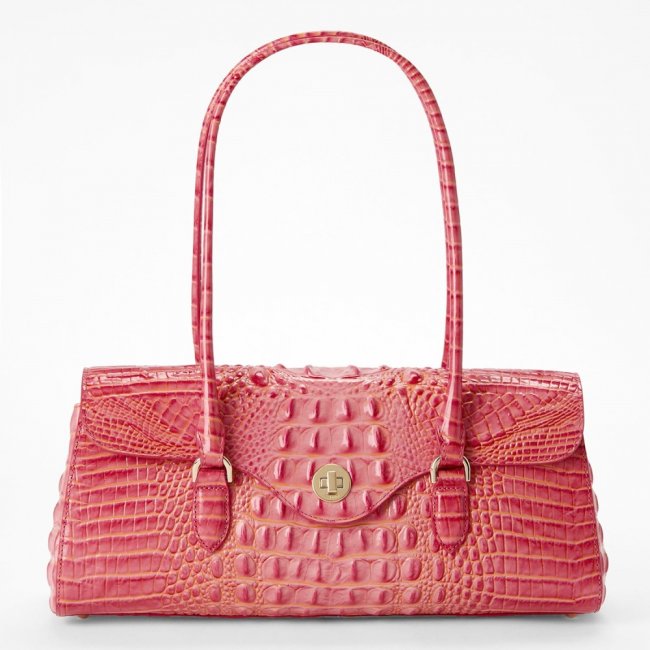 Brahmin Dayan Leather Satchel - Coral Snapdragon Melbourne