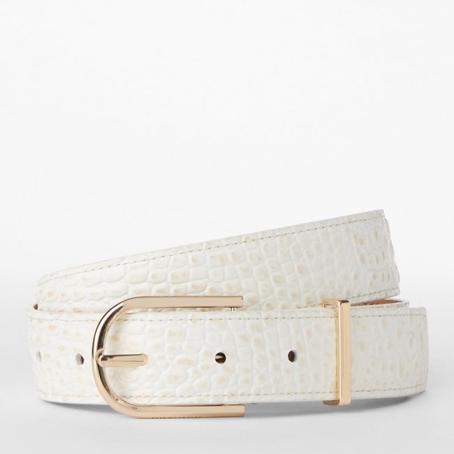 Brahmin 1.25 Wide Belt - Sea Salt White Classic Croc