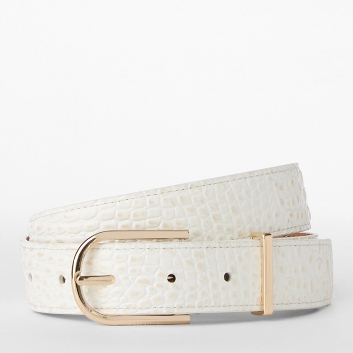 Brahmin 1.25 Wide Belt - Sea Salt White Classic Croc