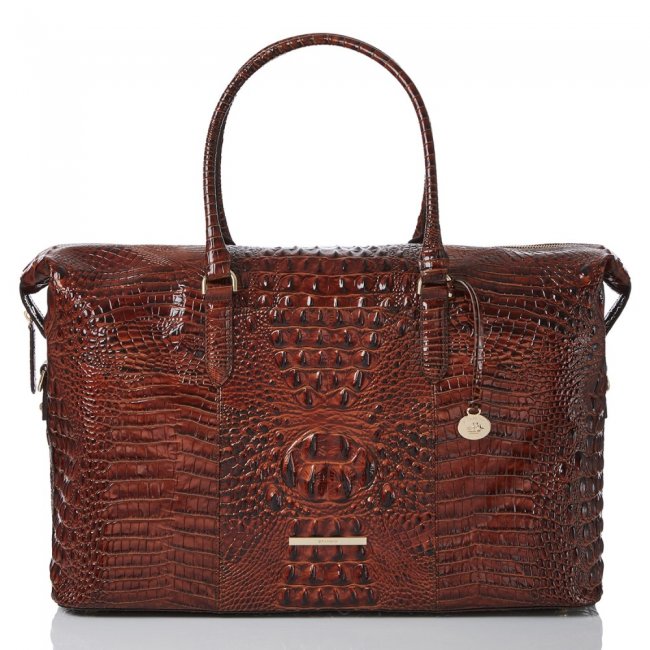 Brahmin Dux Weekender Leather Travel Bag - Pecan