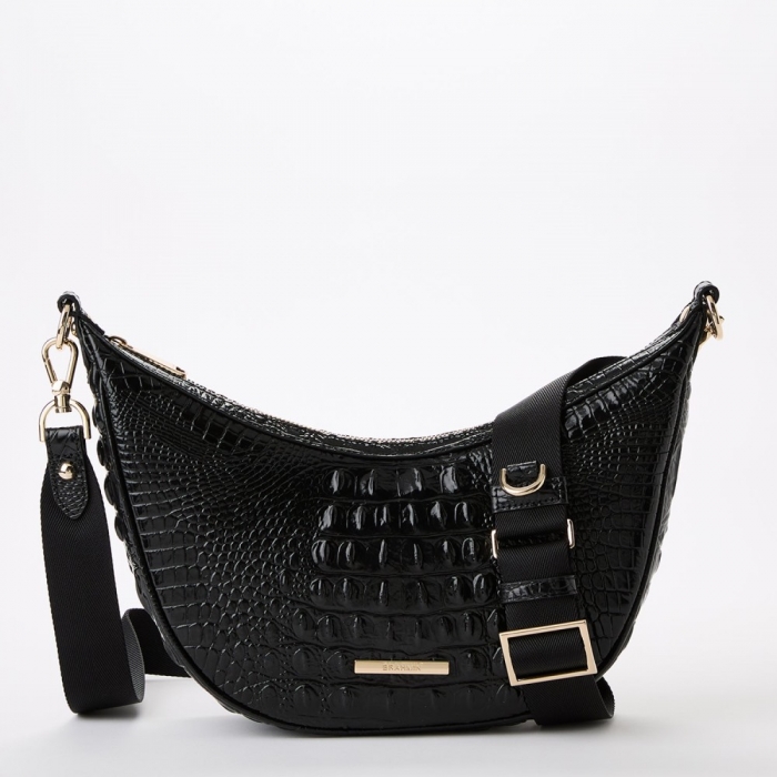 Brahmin Percy Leather Crossbody - Black Melbourne