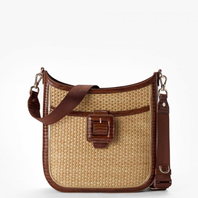 Brahmin Leia Leather Crossbody - Caramel Jardim