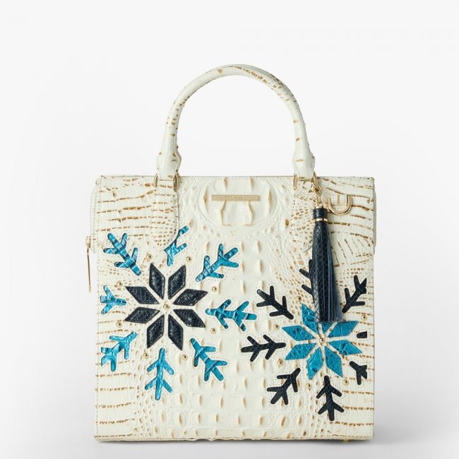 Brahmin Caroline Leather Satchel - Snowball Snowdrift