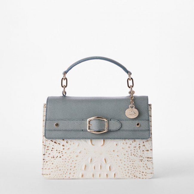 Brahmin Small Hallie Leather Satchel - Snowball Minden