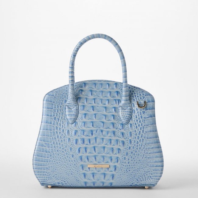 Brahmin Rosetta Leather Satchel - Heavenly Blue Melbourne