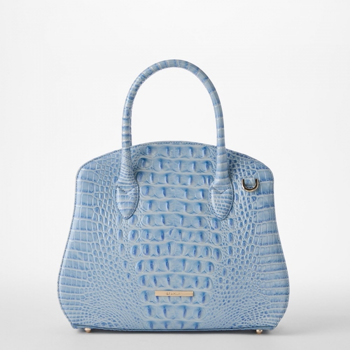 Brahmin Rosetta Leather Satchel - Heavenly Blue Melbourne