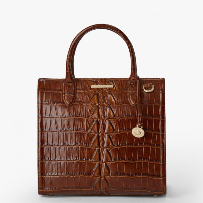 Brahmin Caroline Leather Satchel - Chestnut Marana