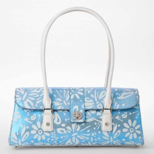 Brahmin Dayan Leather Satchel - Bellbottom Blue Lucent