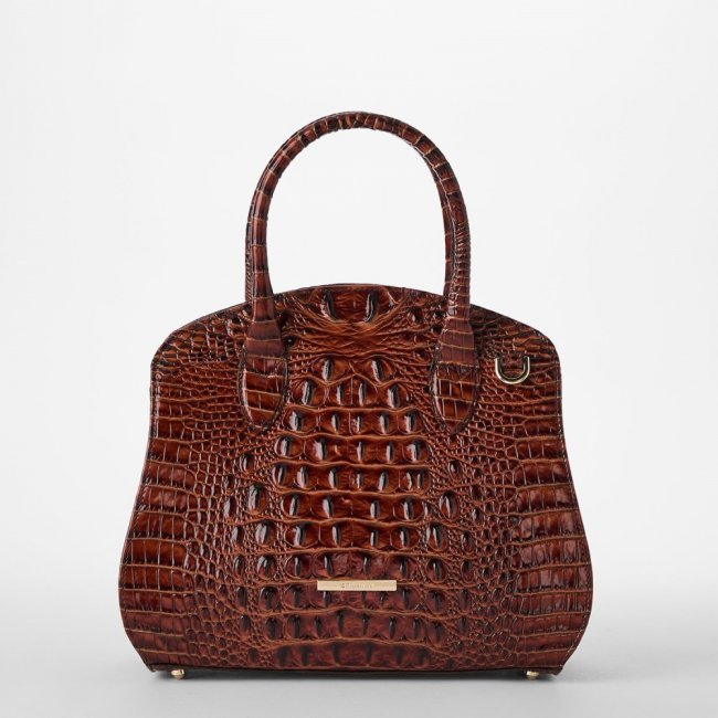 Brahmin Rosetta Leather Satchel - Pecan Melbourne
