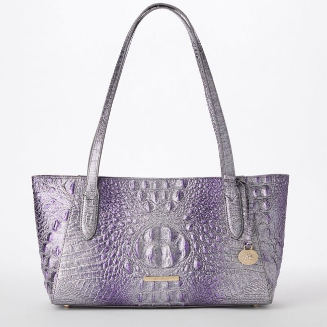 Brahmin Tonya Leather Satchel - Purple Glitter Melbourne