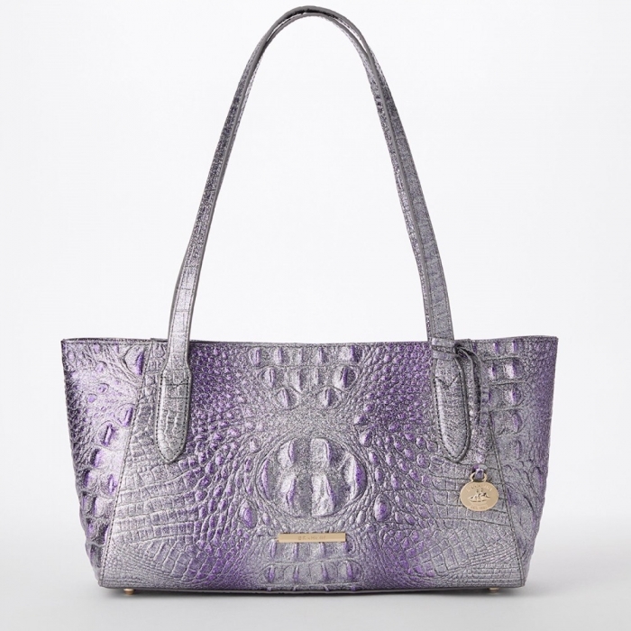 Brahmin Tonya Leather Satchel - Purple Glitter Melbourne
