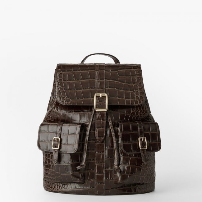 Brahmin Zane Leather Backpack - Chocolate Bremond