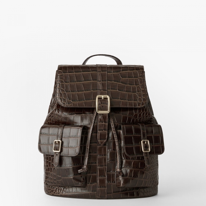 Brahmin Zane Leather Backpack - Chocolate Bremond