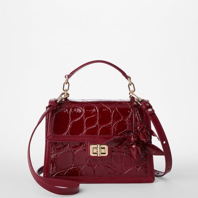 Brahmin Small Hallie Leather Satchel - Red Claudine