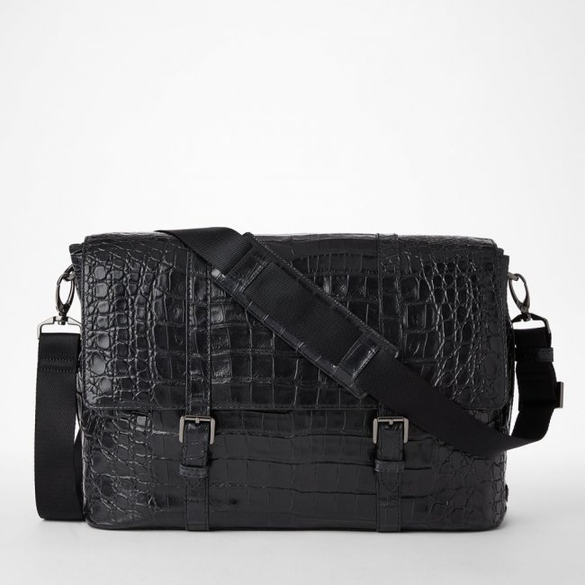 Brahmin Mason Leather Messenger Bag - Black Baypoint