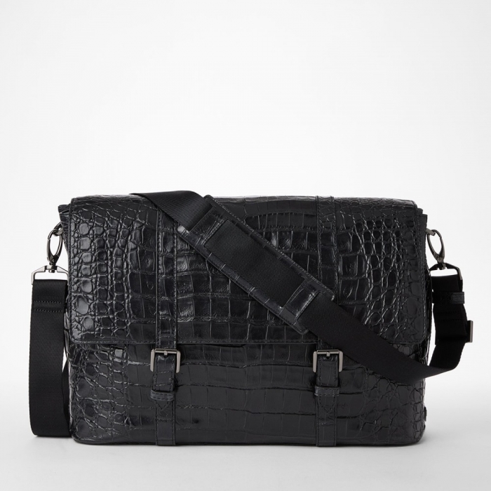 Brahmin Mason Leather Messenger Bag - Black Baypoint