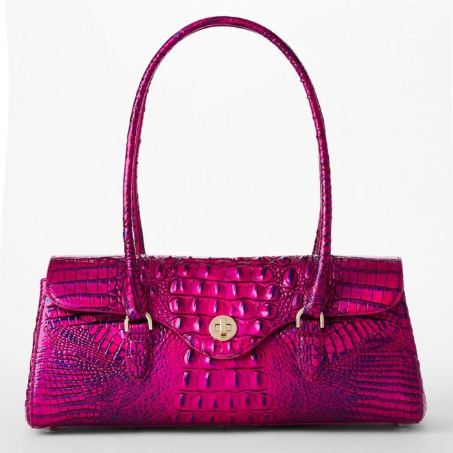 Brahmin Dayan Leather Satchel - Voltage Violet
