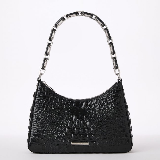 Brahmin Mod Esme Leather Shoulder Bag - Black Melbourne Silver Hardware