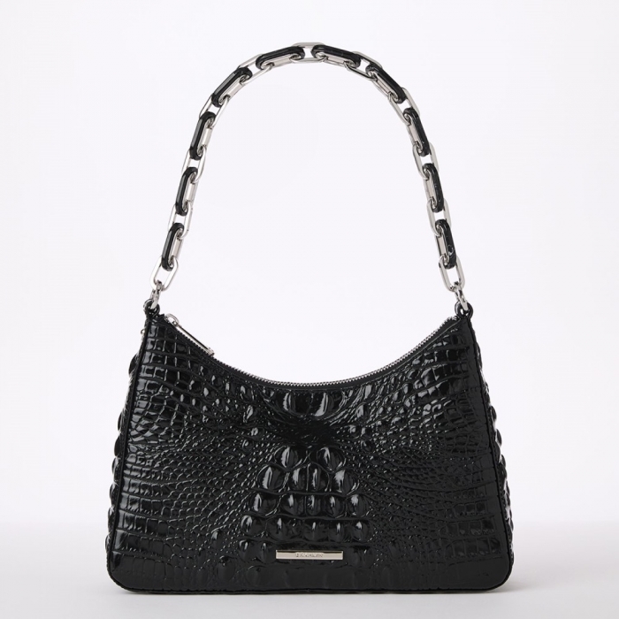 Brahmin Mod Esme Leather Shoulder Bag - Black Melbourne Silver Hardware