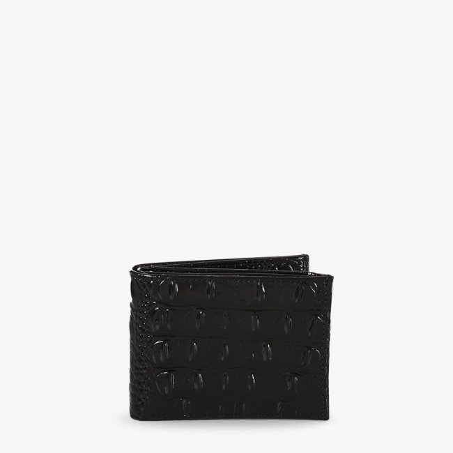 Brahmin Black Leather Bifold Wallet - Black Melbourne
